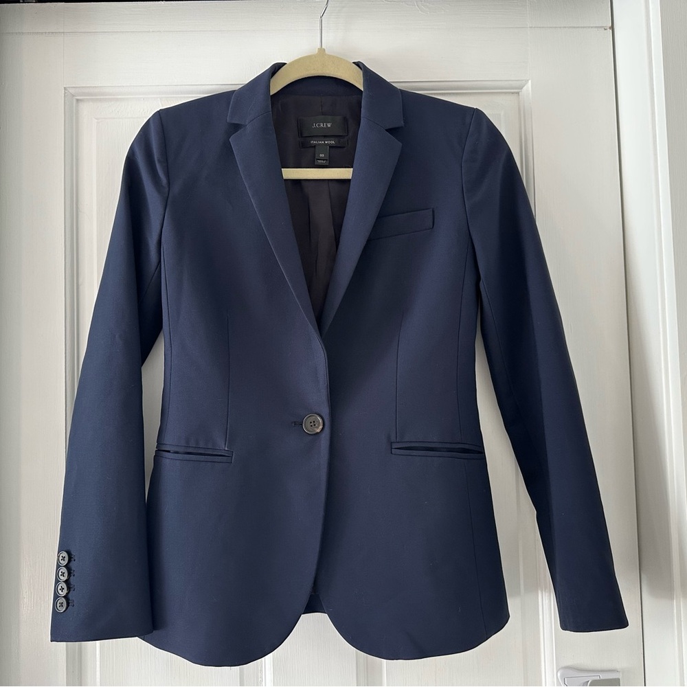 J. Crew Italian Wool Navy One Button Blazer Size 00